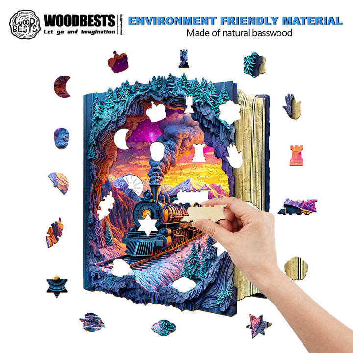 Polarlichter-Zug Holzpuzzle