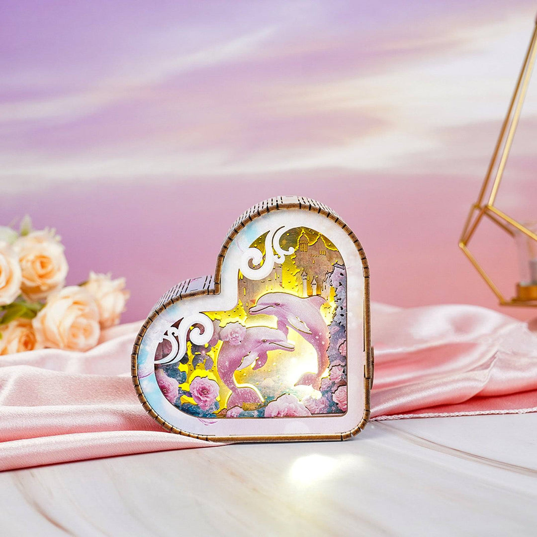 Delfine im Zaubermeer - 3D Holz Nachtlicht Bausatz