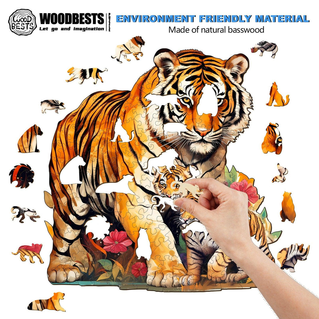 Tiger Family-2 Wooden Jigsaw Puzzle-Woodbests