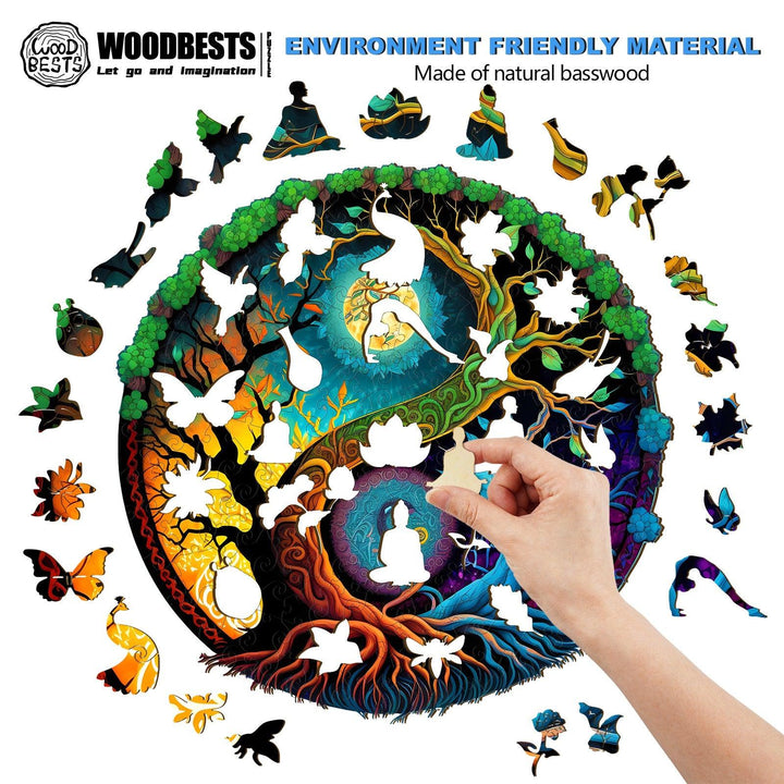 Yin Yang & Tree of Life - 3 Wooden Jigsaw Puzzle-Woodbests