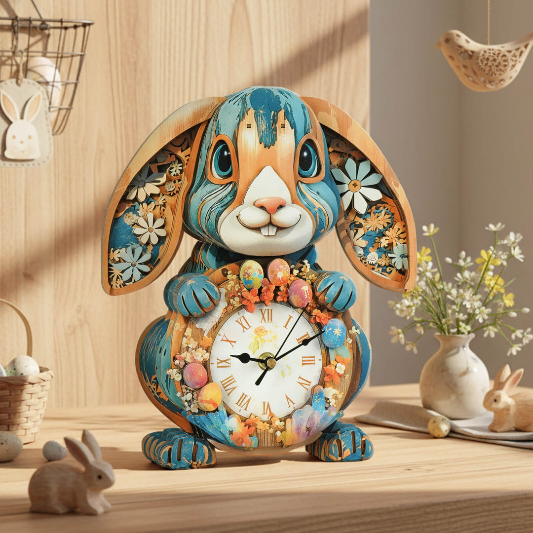 Kaninchen - 3D Holzuhr Puzzle Bastelset
