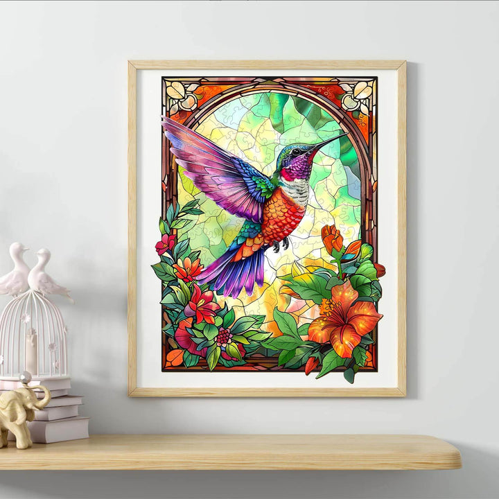 Stained Glass Hummingbird-3 Wooden Jigsaw Puzzle - Woodbests