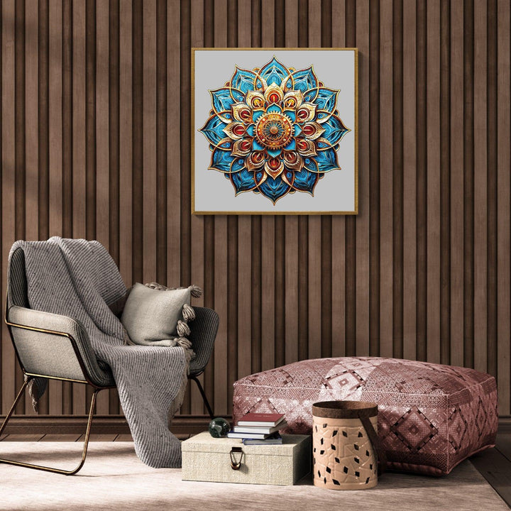 Blue Mandala Wooden Jigsaw Puzzle-Woodbests