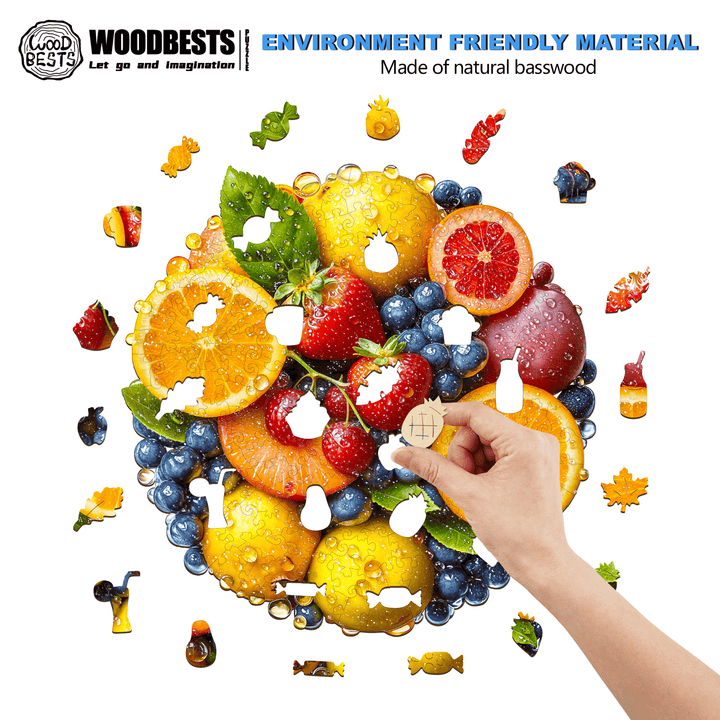 Buntes Obst Holzpuzzle