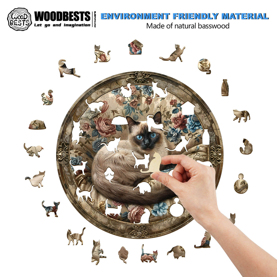 Antike Siamkatze Holzpuzzle