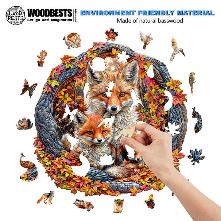 Eltern-Kind-Fuchs Holzpuzzle