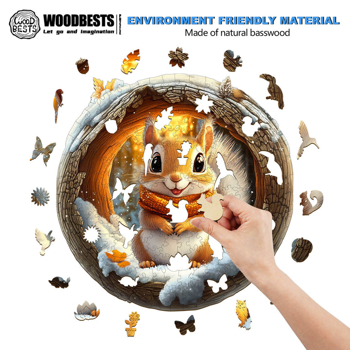 Höhlen-Eichhörnchen Holzpuzzle