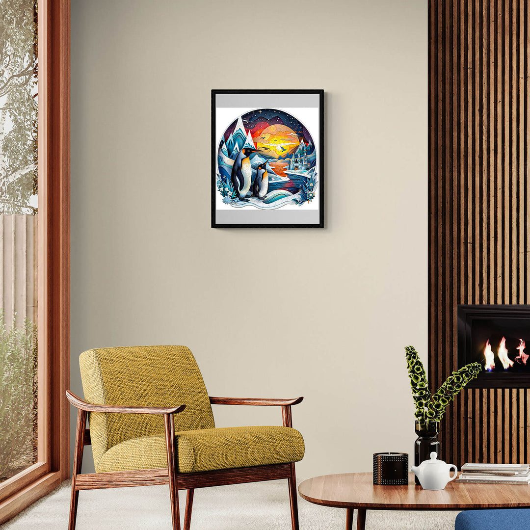 3D Pinguin-Familie Holzpuzzle