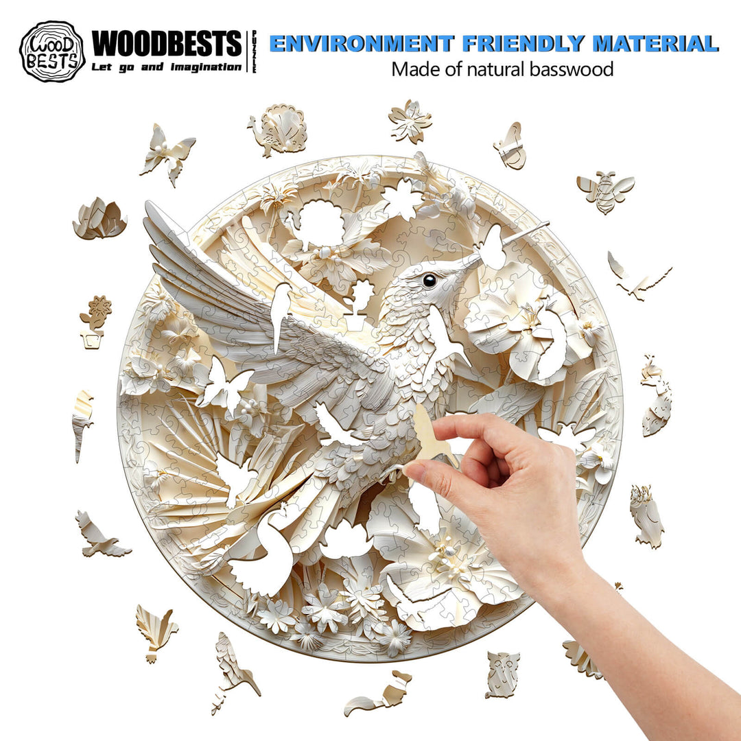 Papier-Kolibri 2 Holzpuzzle