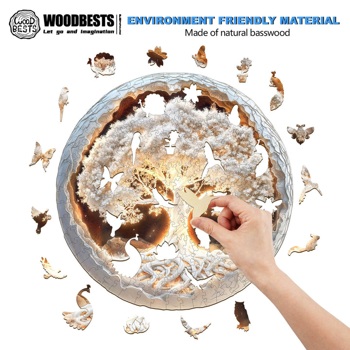 Leuchtender Lebensbaum Holzpuzzle