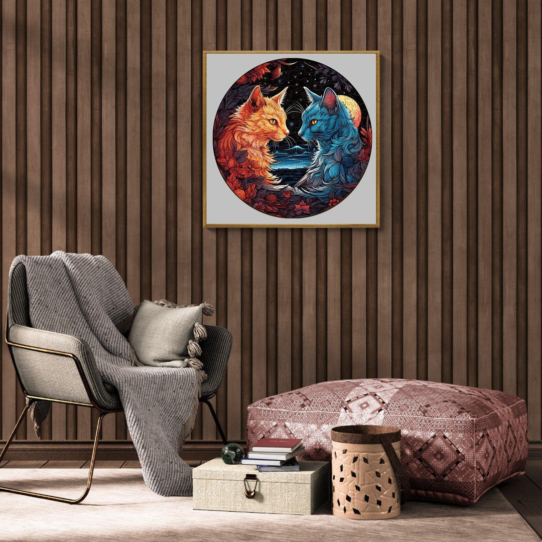 Yin Yang Cat-2 Wooden Jigsaw Puzzle-Woodbests