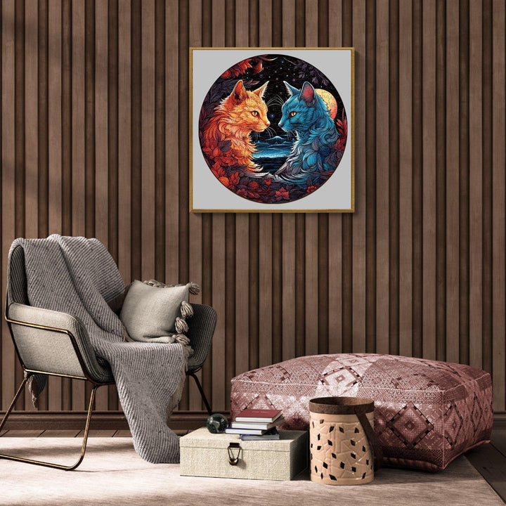 Yin Yang Cat-2 Wooden Jigsaw Puzzle-Woodbests