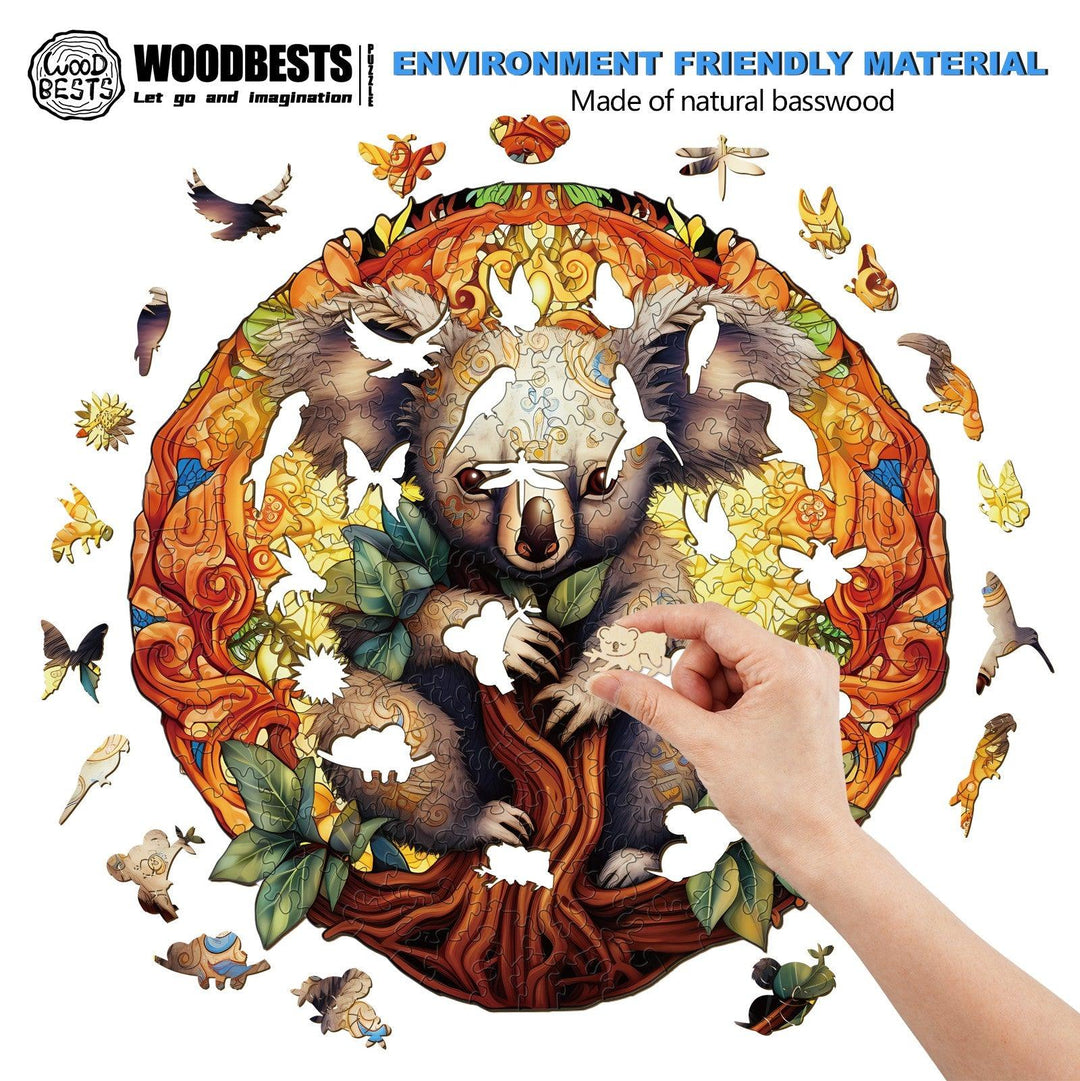 Mandala Koala Wooden Jigsaw Puzzle-Woodbests