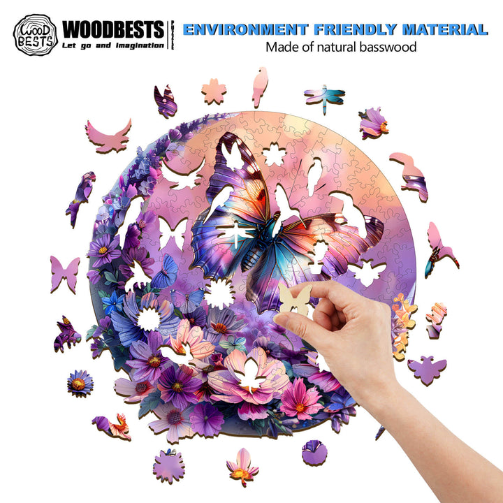 Butterfly and Moon-2 Wooden Jigsaw Puzzle - Woodbests