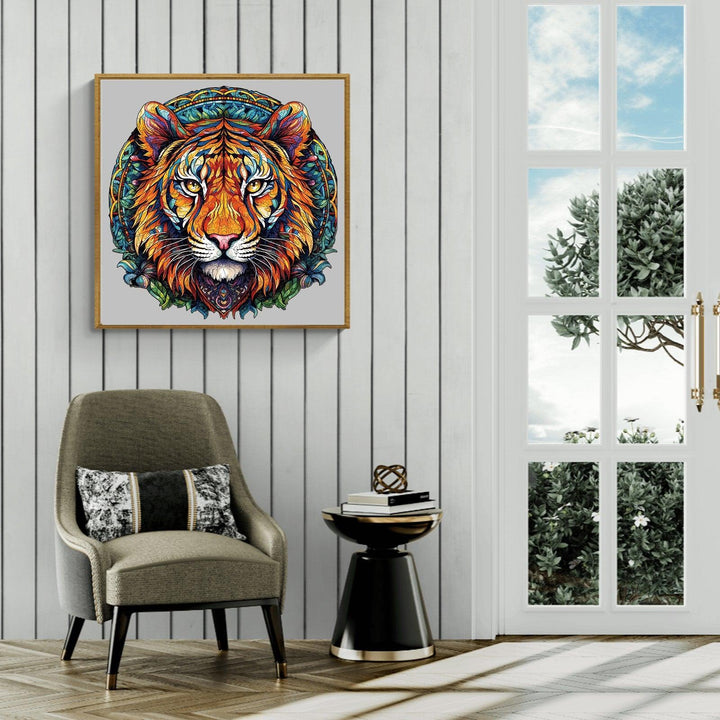 Mandala Tiger Wooden Jigsaw Puzzle-Woodbests
