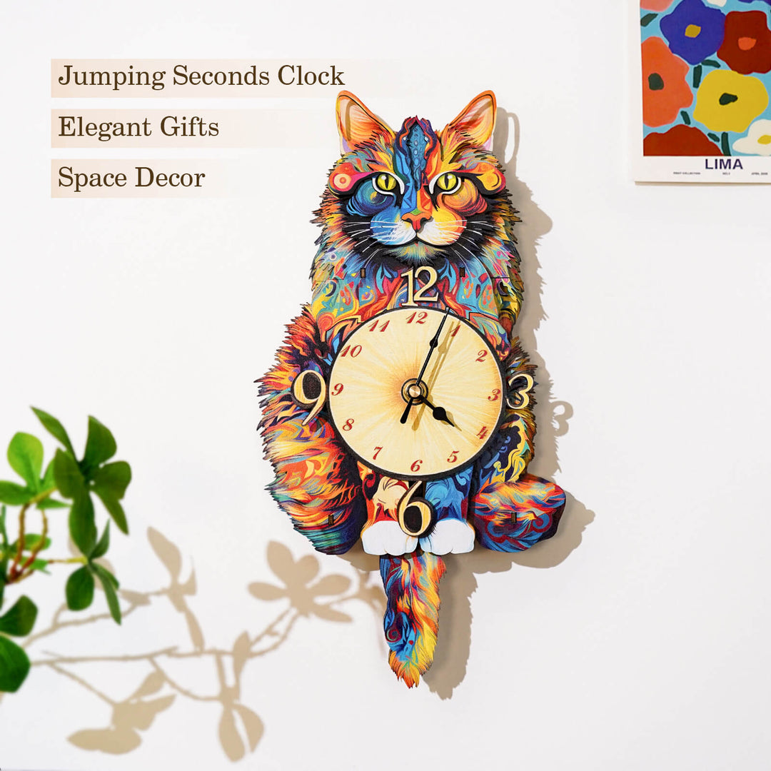 Maine Coon - 3D Holzuhr Puzzle Bastelset