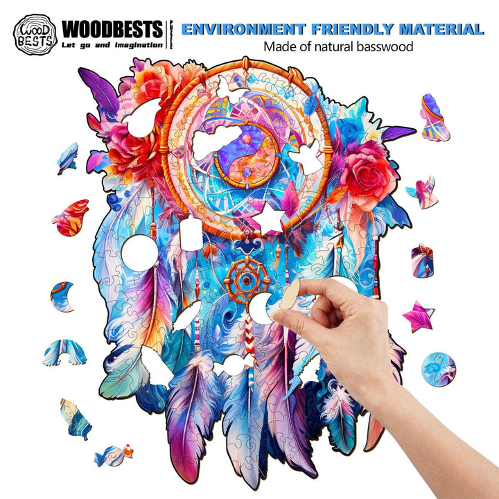 Yin Yang Dream Catcher Wooden Jigsaw Puzzle-Woodbests