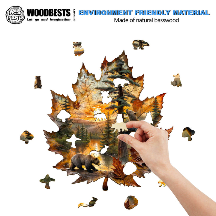 Braunbär im Herbst Holzpuzzle