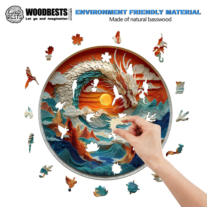 3D Colorful Dragon-1 Wooden Jigsaw Puzzle - By Woodbests
