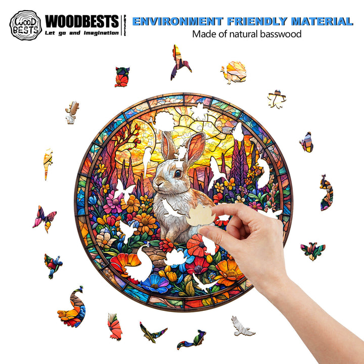 Blumenfeld-Hase Holzpuzzle
