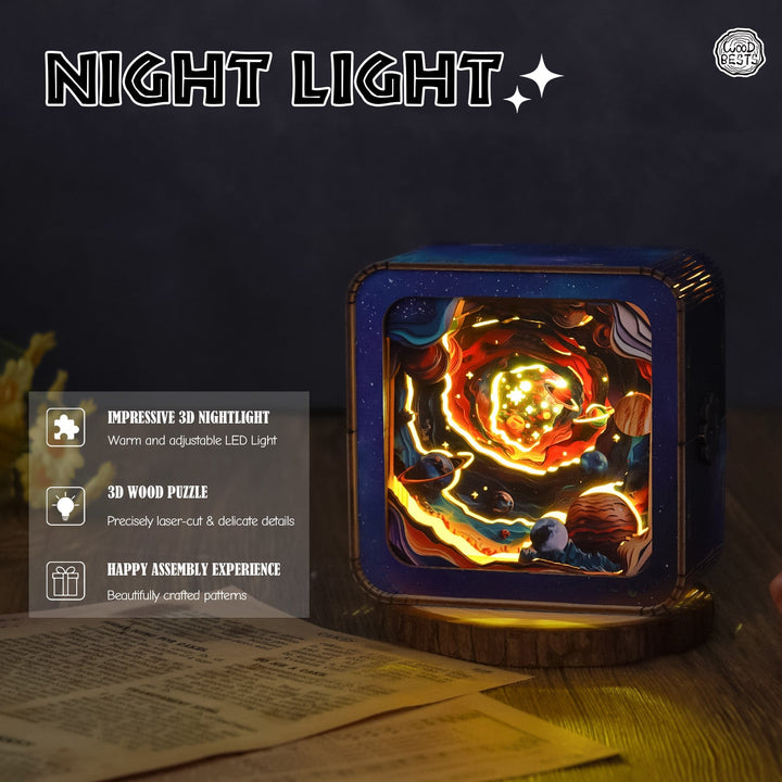 Cosmic Odyssey Kit - 3D Wooden Puzzle Night Light - By Woodbests