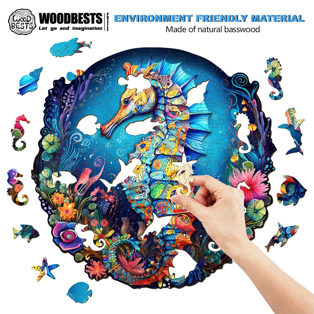 Seahorse 2 Wooden Jigsaw Puzzle-Woodbests