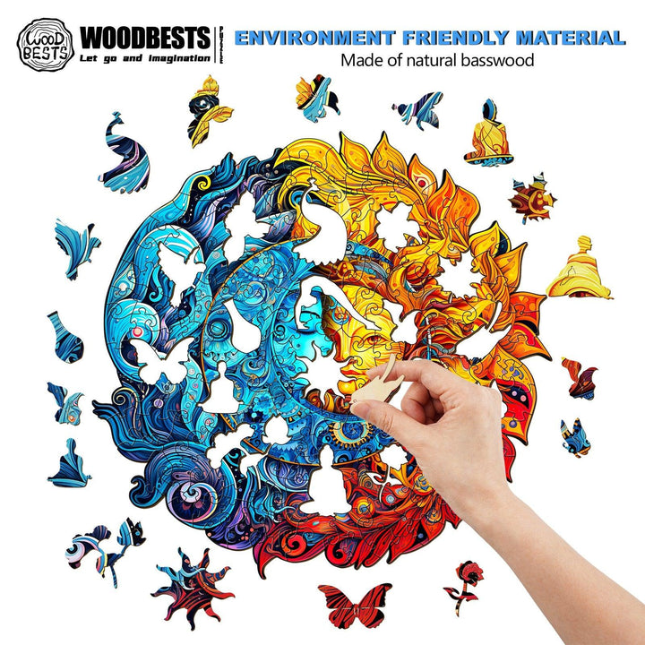 Sun And Moon Wooden Jigsaw Puzzle-Woodbests