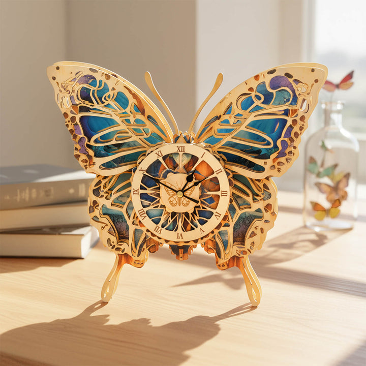Schmetterling – 3D Holzuhr Puzzle Bastelset