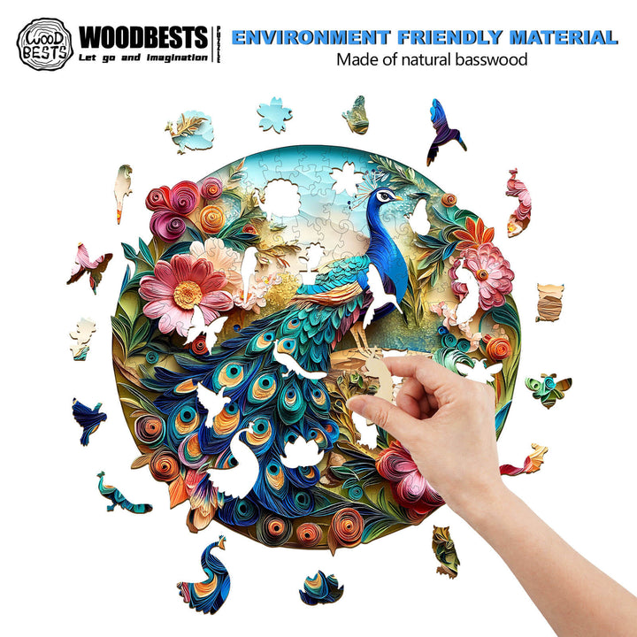 3D Colorful Peacock Wooden Jigsaw Puzzle - By Woodbests