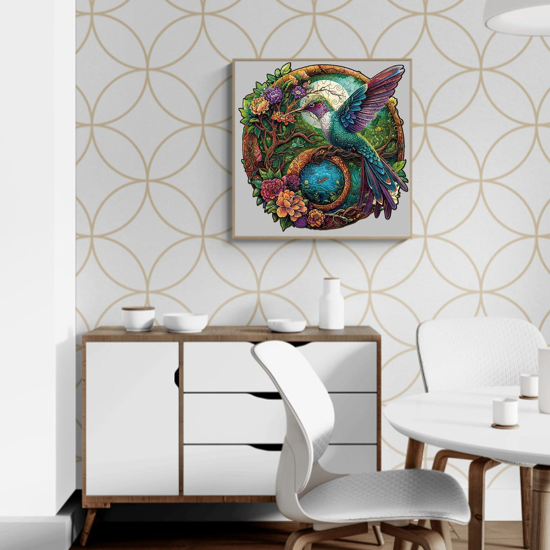 Yin Yang Hummingbird-2 Wooden Jigsaw Puzzle-Woodbests
