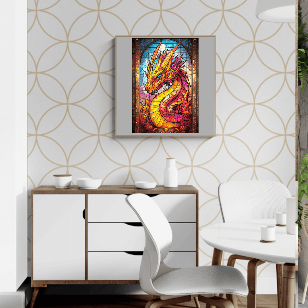 Stained Glass Dragon Wooden Jigsaw Puzzle - By Woodbests