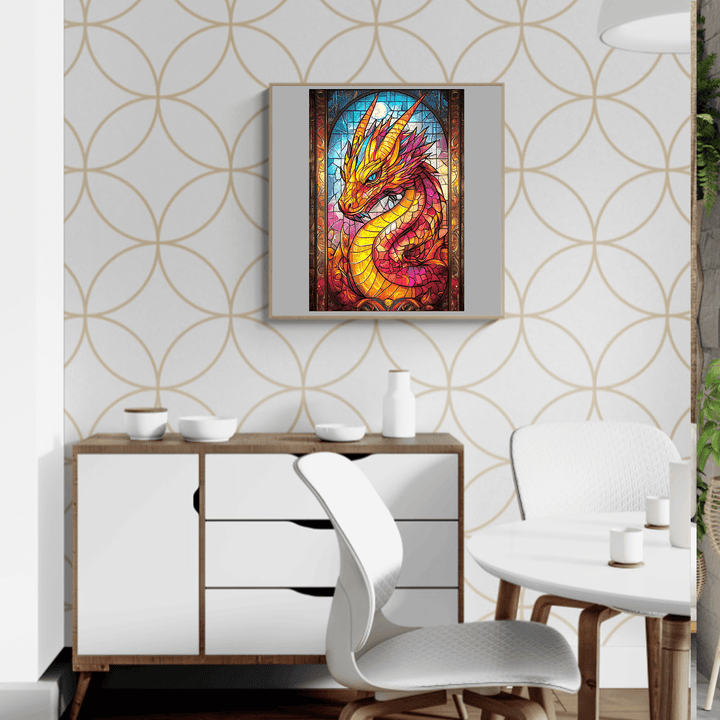Stained Glass Dragon Wooden Jigsaw Puzzle - By Woodbests