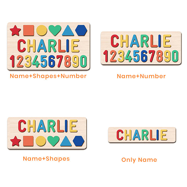 Personalisiertes Zahlen-und Formen Holz-Namen-Puzzle