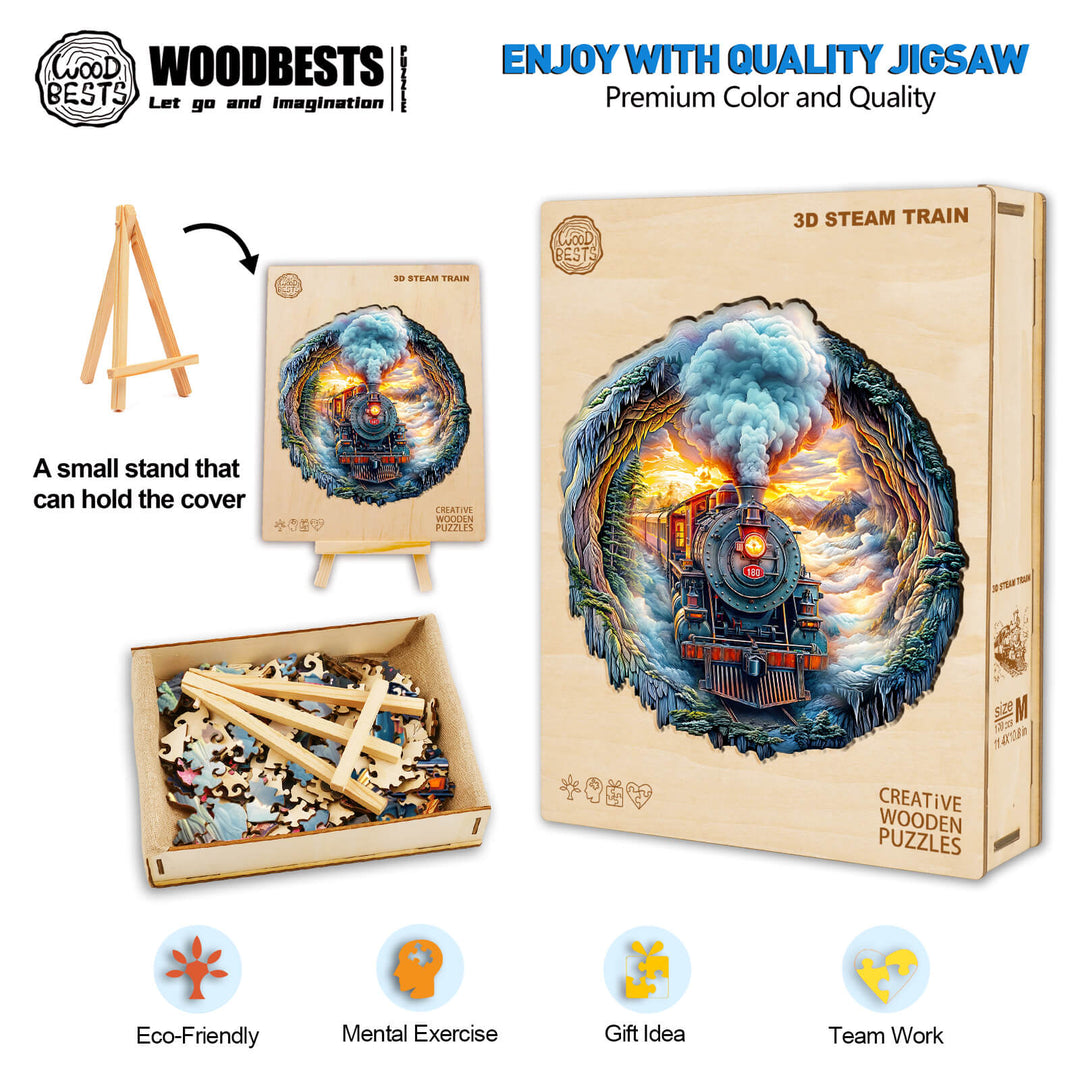 3D Steam Train Wooden Jigsaw Puzzle - By Woodbests