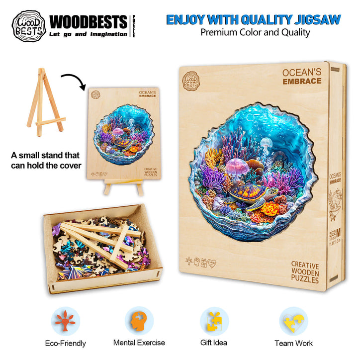 3D Ocean's Embrace Wooden Jigsaw Puzzle - Woodbests