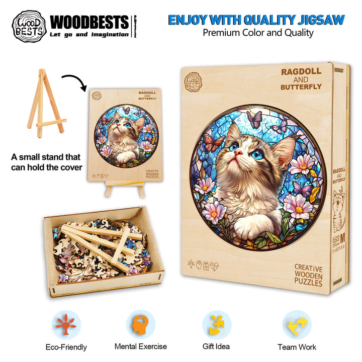 Ragdoll-Schmetterling Holzpuzzle