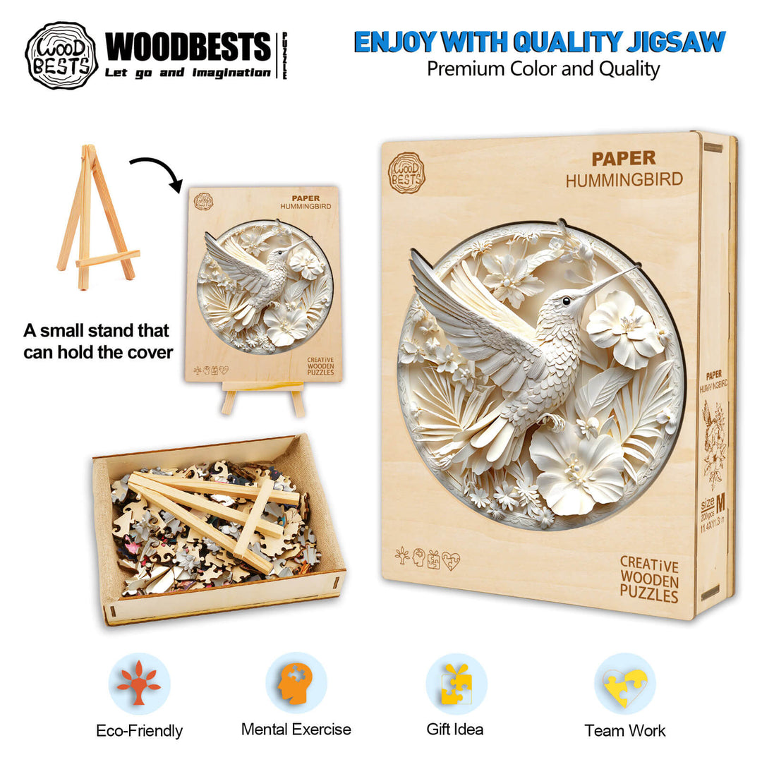 Papier-Kolibri 2 Holzpuzzle