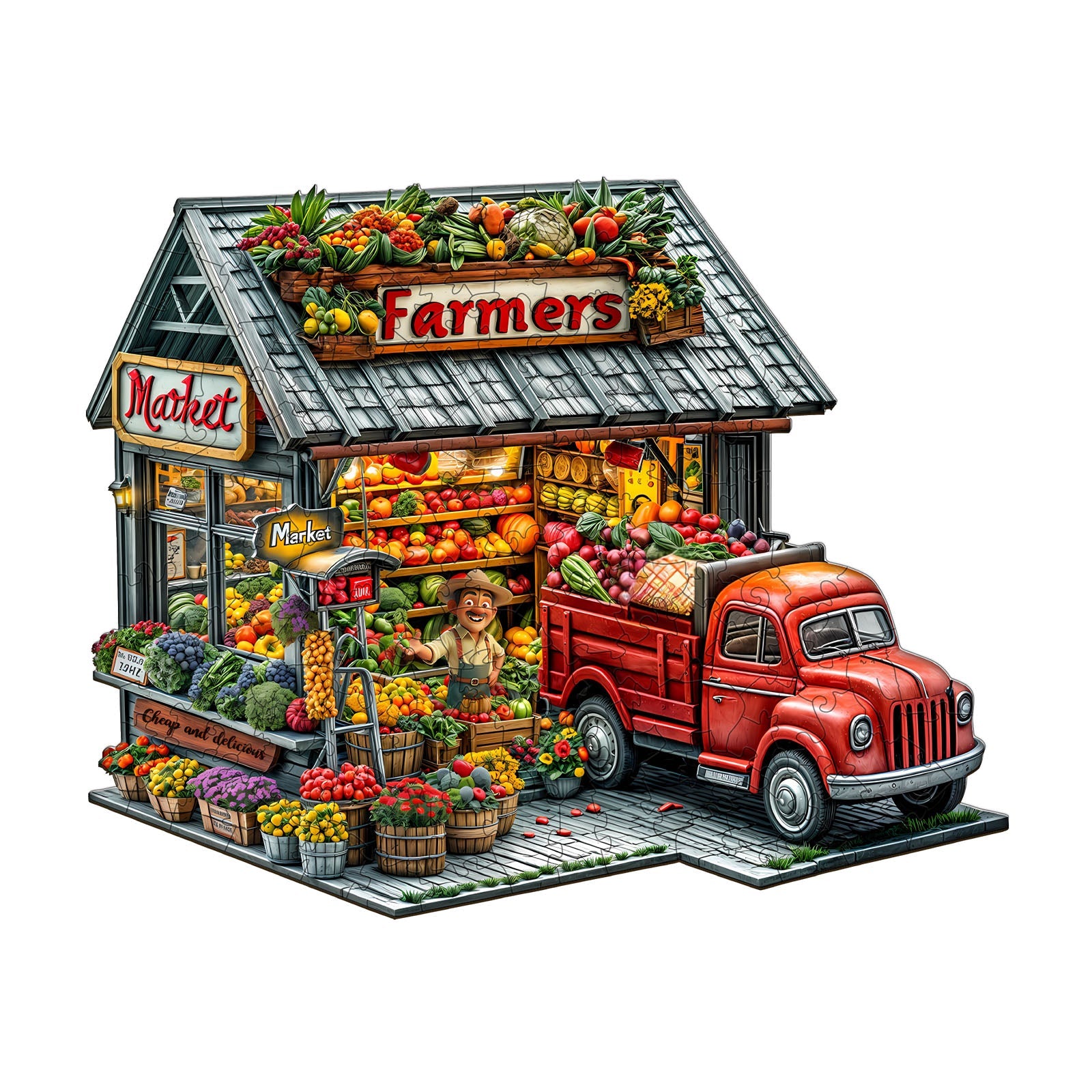 Bauern und Markt Holzpuzzle