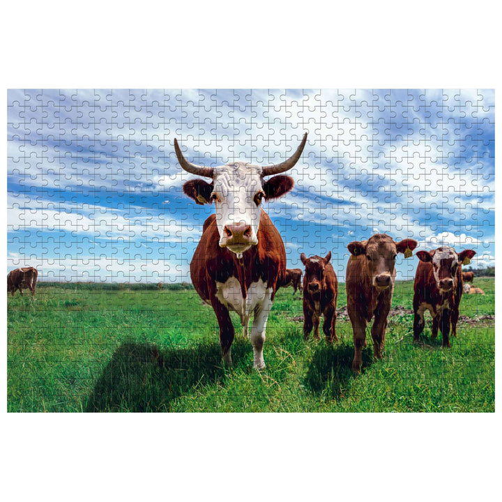 Cows on the Grassland 500 / 1000 Piece Puzzle - Woodbests