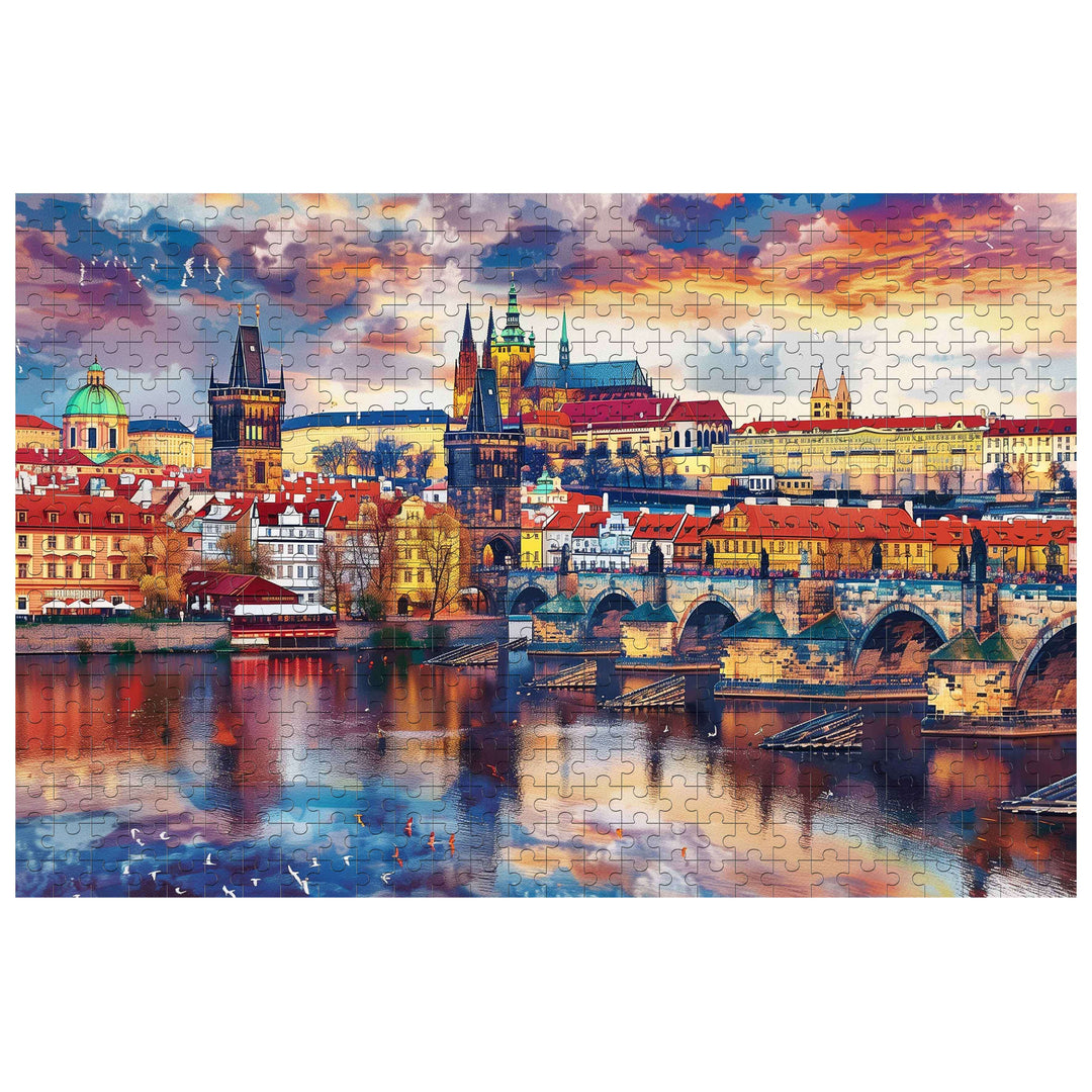 Sunset City Scenery 500 / 1000 Piece Puzzle - Woodbests