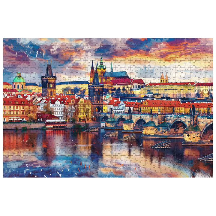 Sunset City Scenery 500 / 1000 Piece Puzzle - Woodbests