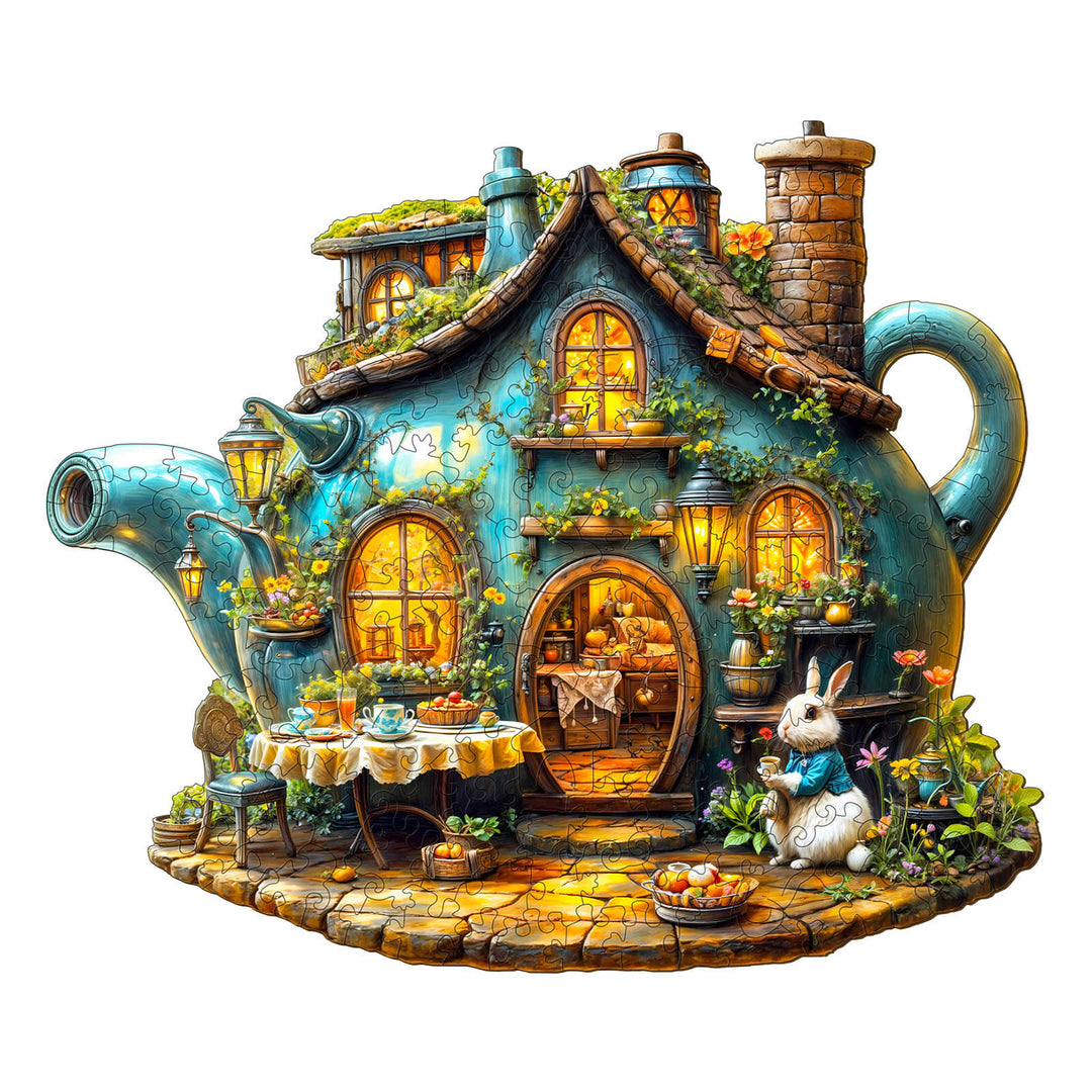 Hasen-Teekanne Holzpuzzle