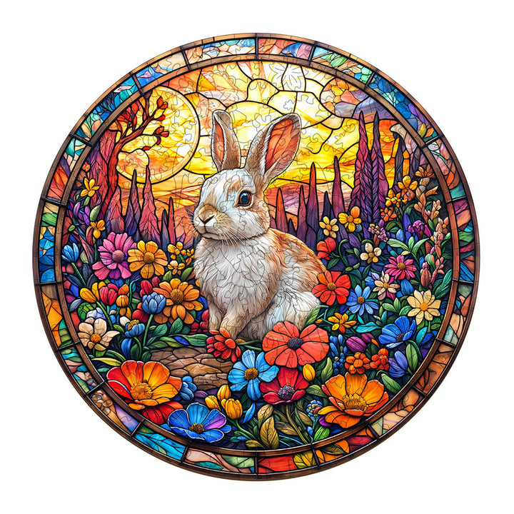 Blumenfeld-Hase Holzpuzzle