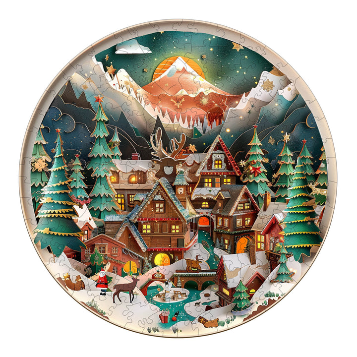 3D Christmas Town Wooden Jigsaw Puzzle - Woodbests