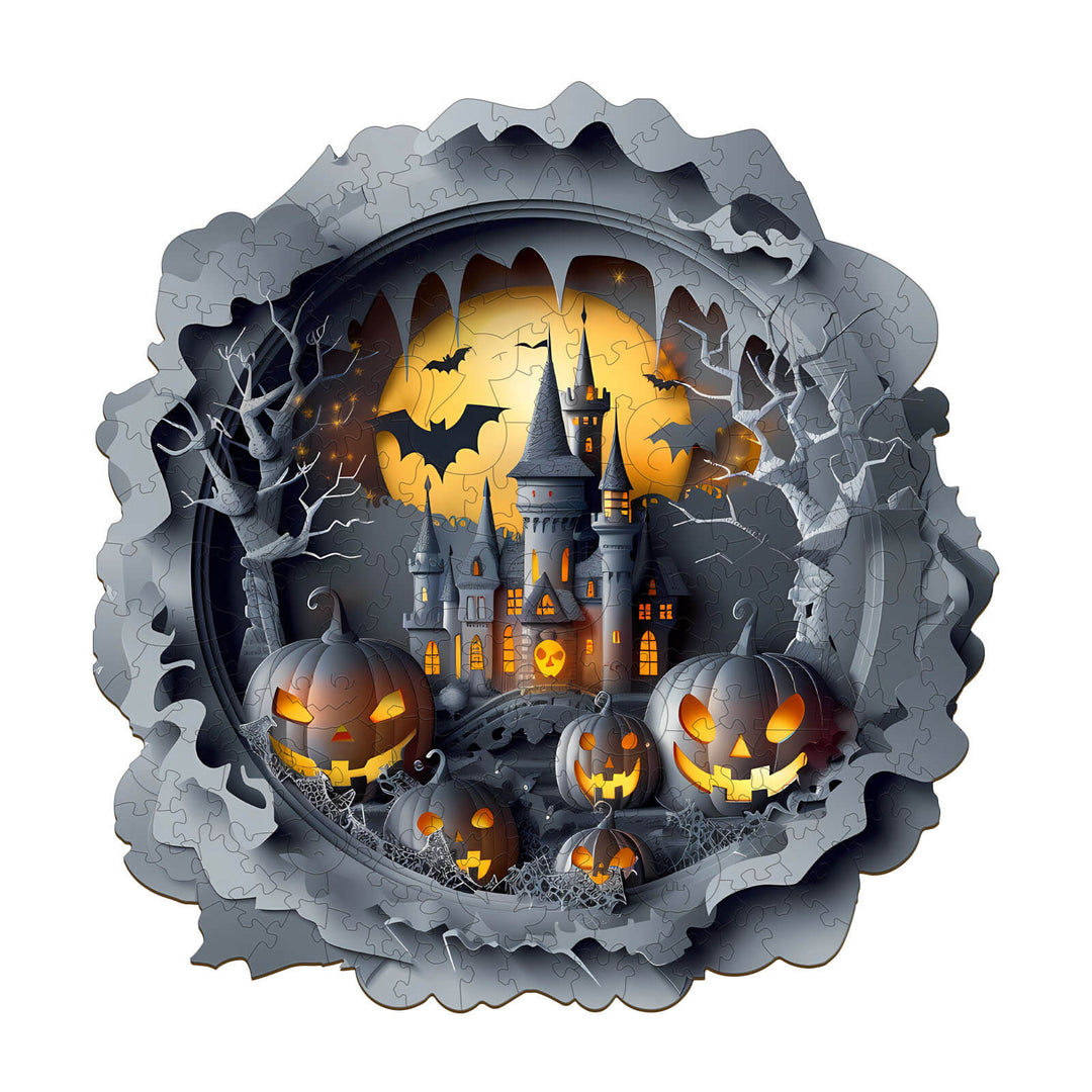 3D Halloween Castle-1 Wooden Jigsaw Puzzle - Woodbests