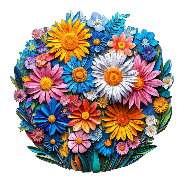 Scherenschnitt-Blumen Holzpuzzle