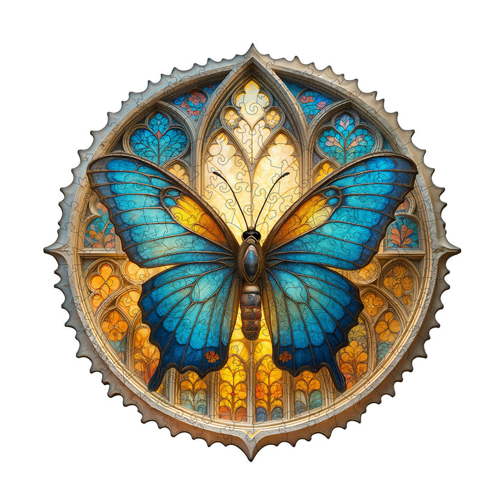 Bunter Fenster-Schmetterling Holzpuzzle