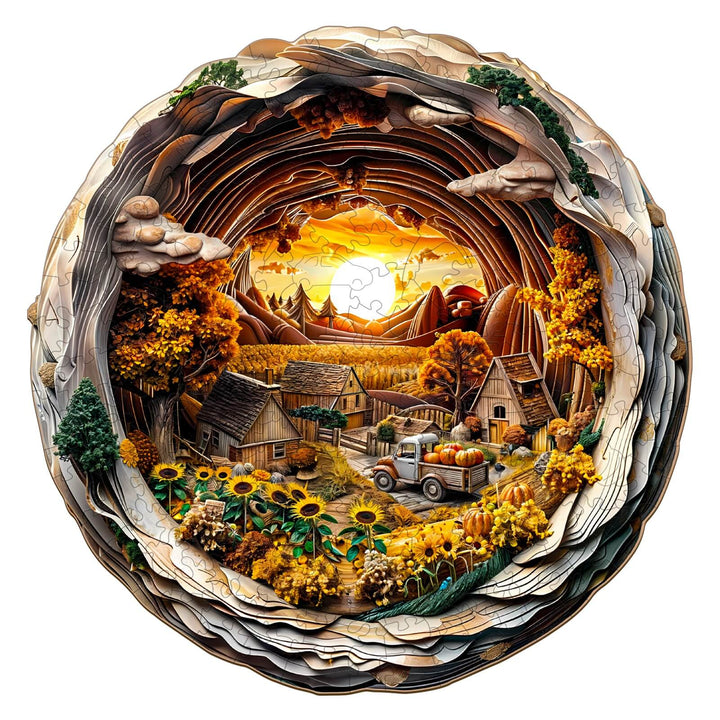 3D Autumn Farm-1 Wooden Jigsaw Puzzle - Woodbests
