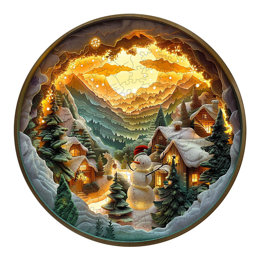 3D Christmas Village Wooden Jigsaw Puzzle - Woodbests