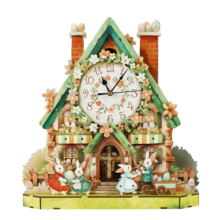 Ostereierhütte - 3D Holzuhr Puzzle Bastelset